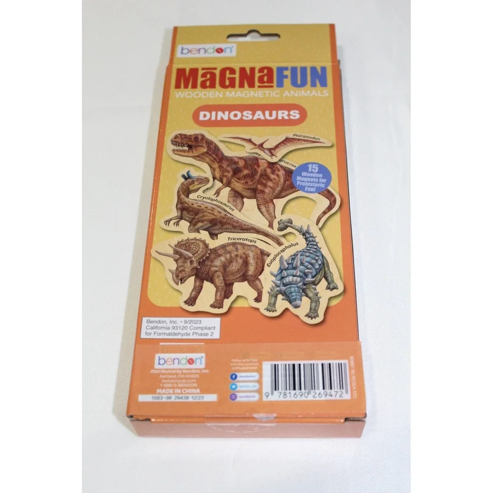 Bendon MagnaFun Wooden Magnetic Dinosaurs 15 Pack Kids Educational Toy Set NEW